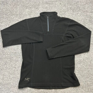 Vintage Arcteryx 1/4 Zip Waffle Fleece Sweater Womens Medium Black Polartec